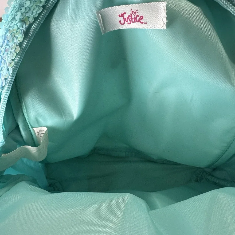 Justice MINI Owl Blue/Green Flip Sequin Initial Shimmer‎ Backpack Initial M